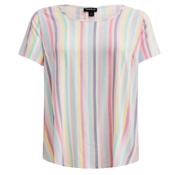 NWT Torrid Button Back Stripe Abbey Rayon Slub Top L / 12 - Picture 2 of 10